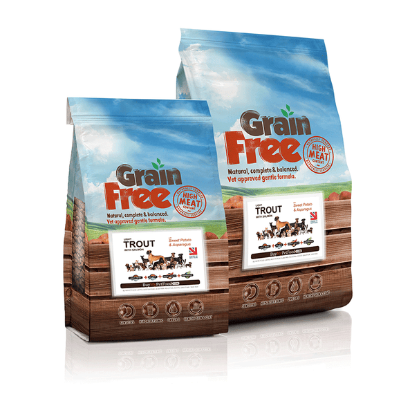 Light Trout with Salmon Sweet Potato & Asparagus Grain Free Dog Food (6Kg or 12Kg)